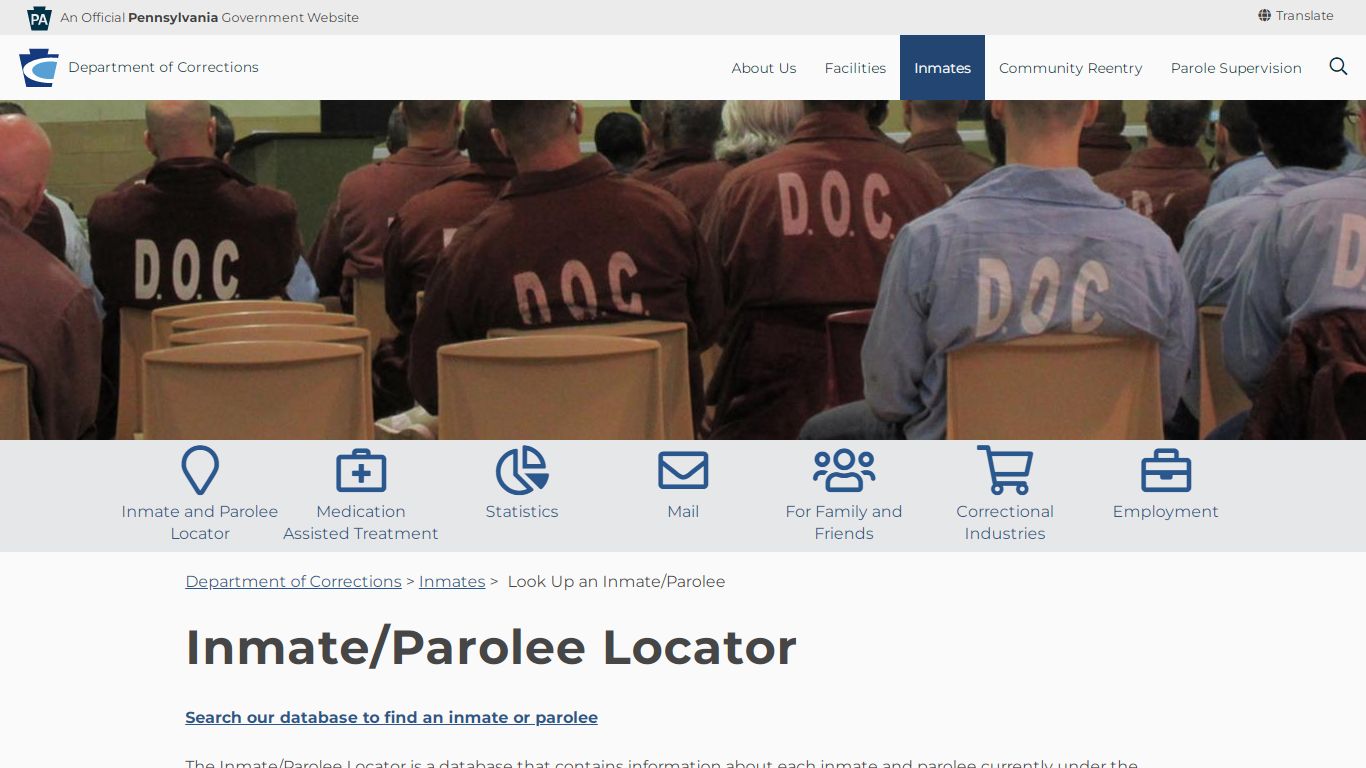 Look Up an Inmate/Parolee - Pennsylvania Department of ...